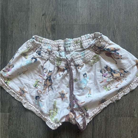 P.J. Salvage High Waist Printed Shorts - Cream and Brown - Picture 1 of 3